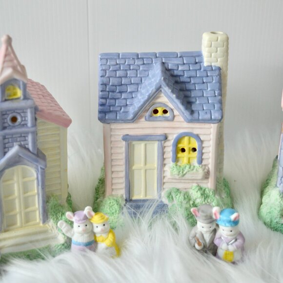 Lighted Easter Village Set with Bunny Villagers - Picture 4 of 8